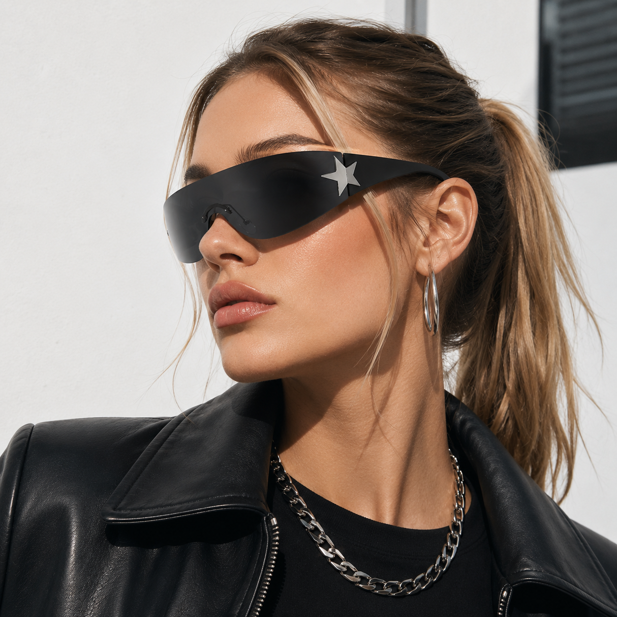 STAR ACCENT SHIELD SUNGLASSES