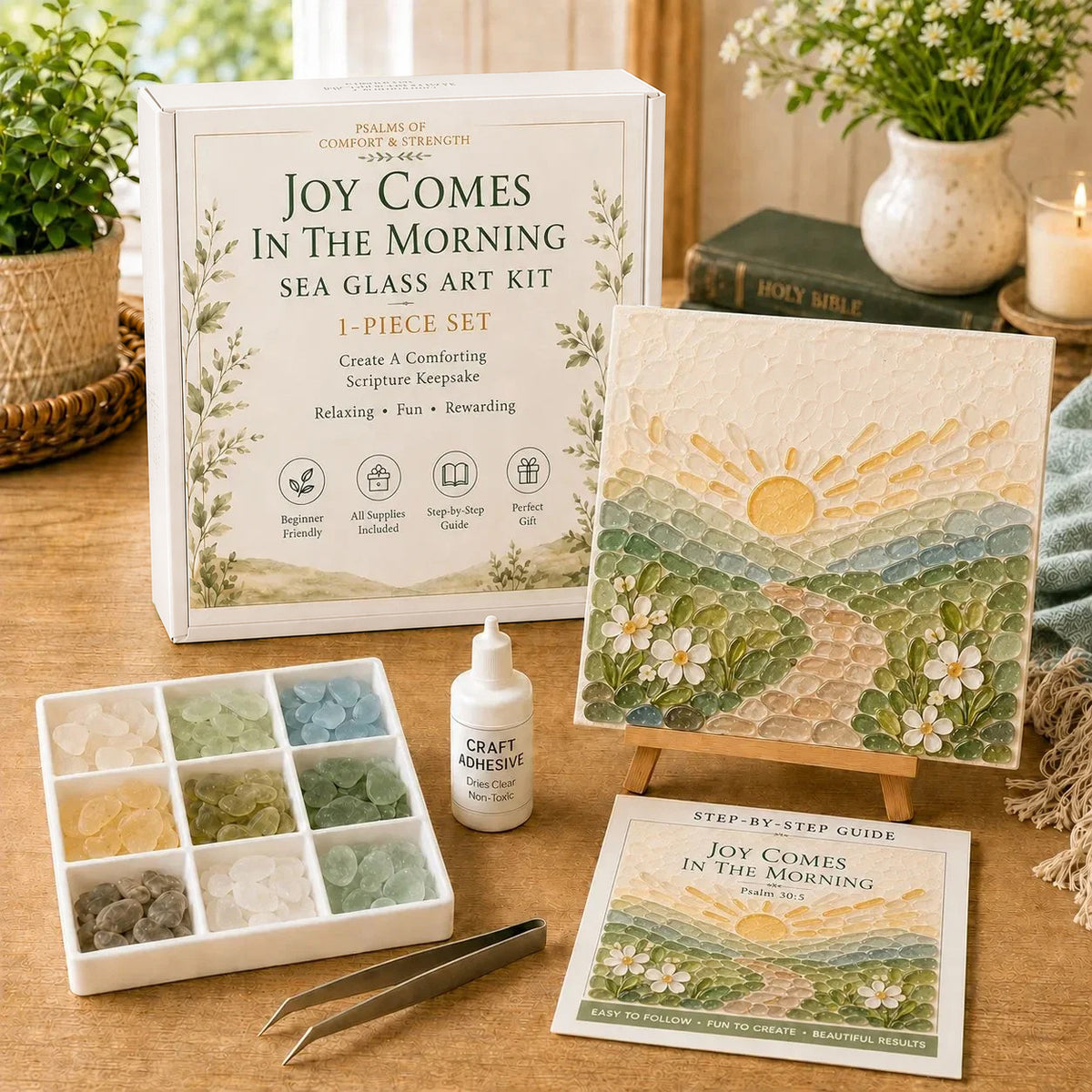 💥 LAST DAY 49% OFF - ✝️ Psalms of Comfort & Strength Sea Glass Art Kit