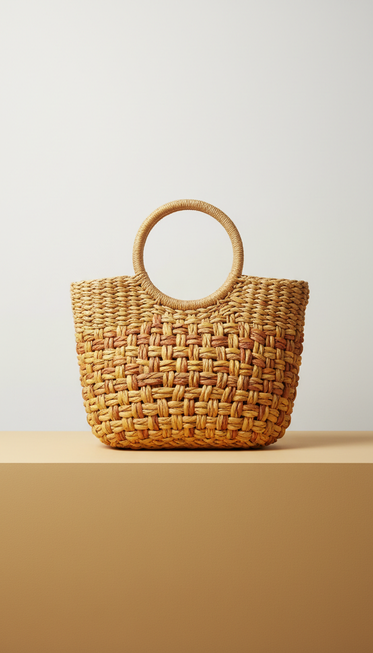 Golden Woven Beach Tote Bag