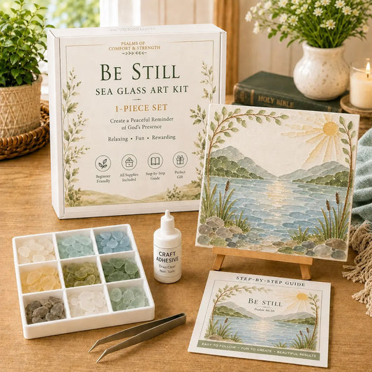 💥 LAST DAY 49% OFF - ✝️ Psalms of Comfort & Strength Sea Glass Art Kit