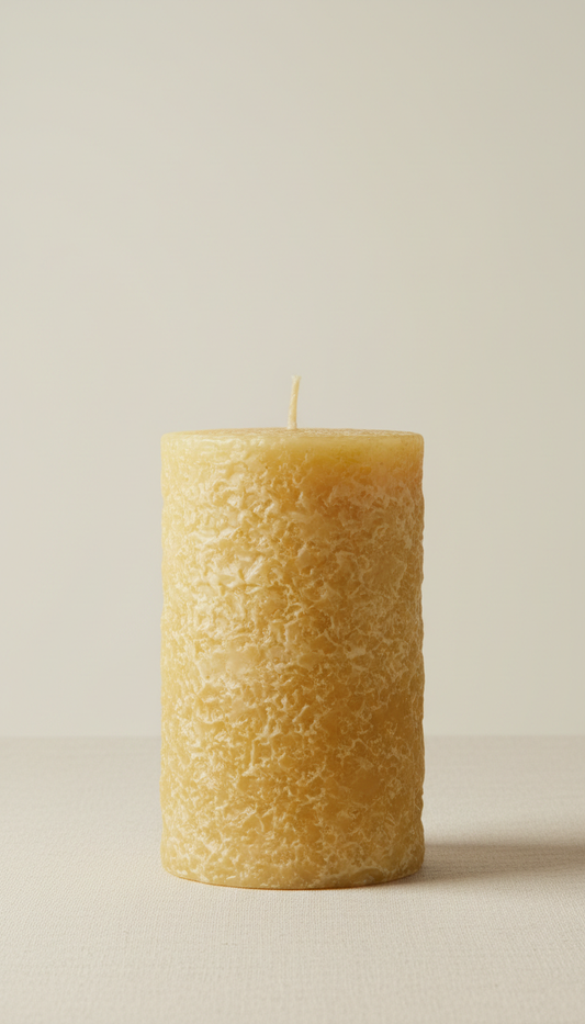 Handcrafted Beeswax Pillar Candle with Natural Honey Aroma