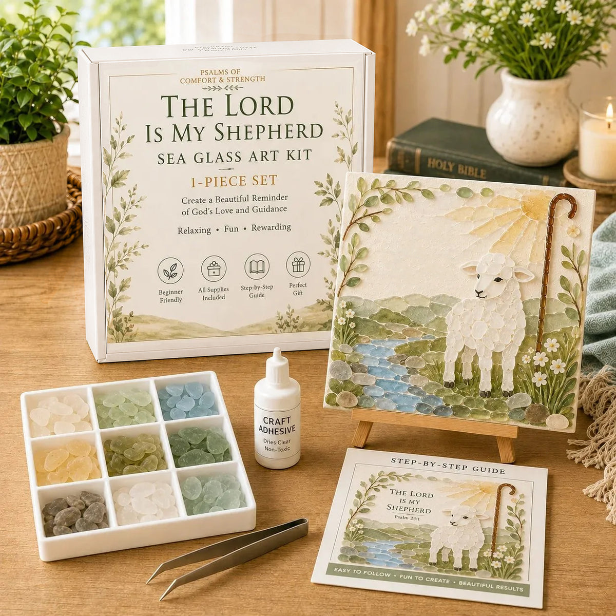 💥 LAST DAY 49% OFF - ✝️ Psalms of Comfort & Strength Sea Glass Art Kit