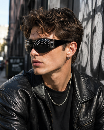 RHINESTONE SHIELD SUNGLASSES