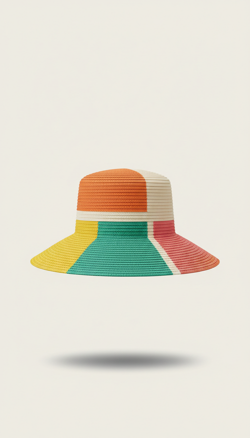 Graphic Sun Hat with Wide Brim