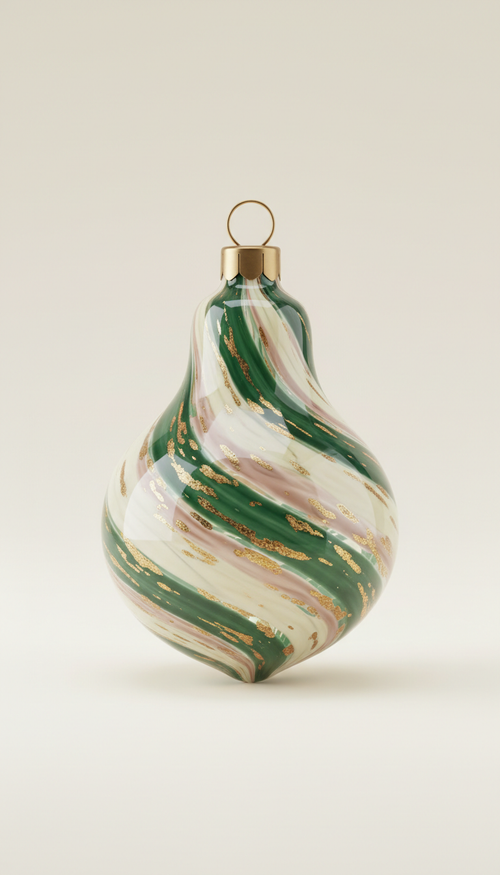 Mouth-Blown Glass Ornament with Gold Leaf