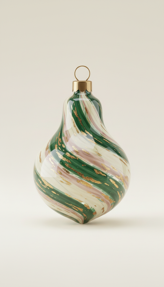 Mouth-Blown Glass Ornament with Gold Leaf